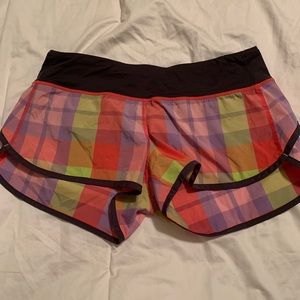 Lululemon speed shorts foxy lime plaid